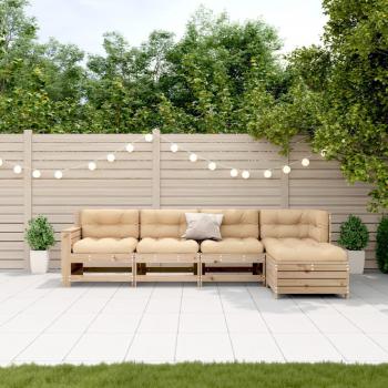 Salon extérieur 5 pièces en bois de pin avec coussins confortables