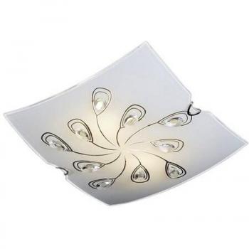 E27 Trio Deckenlampe Floris – Chrom‑Metall & Weißglas