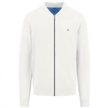FYNCH HATTON Strickjacke mit Label‑Stitching, Herren, L, Creme