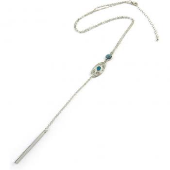 Joya de Collar Largo Turquesa Plateada Lily N3960