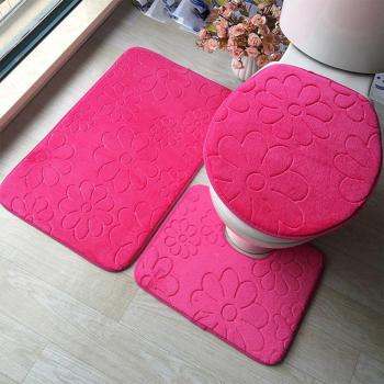 3pcs Soft Toilet Cover Set with Non-Slip Suction Grip