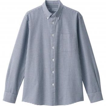 Camicia Blu Navy Oxford con Bottoni – Maniche Lunghe – Quadri S