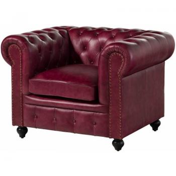 Sofa Chesterfield cuir rouge profond 402