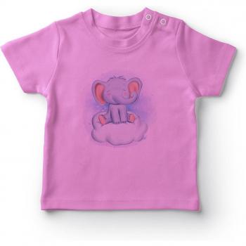 Angemiel Baby Girl T-Shirt with Cute Elephant and Cloud in Pink