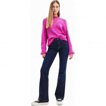 Blu Denim Flare Desigual con Perla di Cristallo