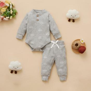 IYEAL Cartoon Printed Baby Bodysuit and Long Pants Outfit