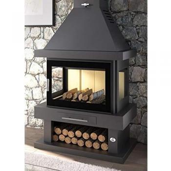 Chimenea metálica de leña FM con cristal serigrafiado