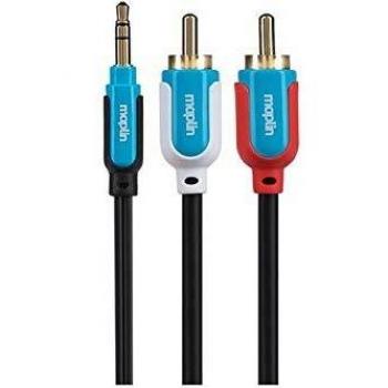 Twin‑Pole Phono Terminal Connector Cable – 3.5 mm Stereo, 0.75 m