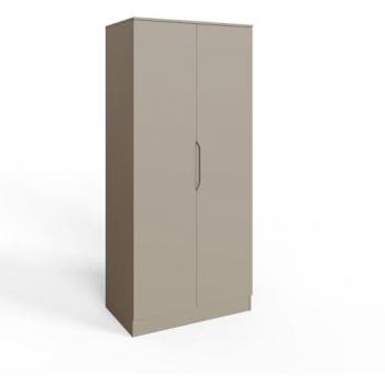Beige Luno 2‑Door Wardrobe – Contemporary Design, Top Rail & Hanging Rod