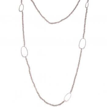 Silbergraue Damen-Glasperlenkette Leslii – Statement‑Länge