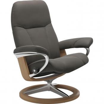 Stressless® Relaxsessel »Consul«, Eiche, Größe S, PALOMA Leder metal grey