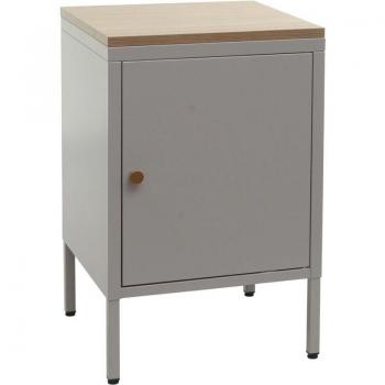 Rangement de nuit double niveau en tôle d’acier laminee, plateau MDF 63 cm x 40 cm x 40 cm