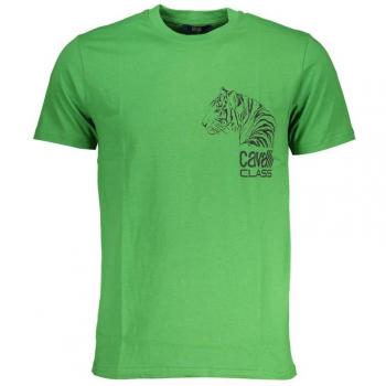 Cavalli Class, T-Shirts, male, Green, Size: M Green Cotton Logo Print T-Shirt