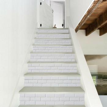 Autocollants pour escaliers, 6 pièces, motif brique, décor étanche