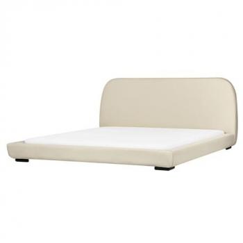 Cream Fabric Upholstered Waterbed Frame with Built-in Headboard – European Super King Size