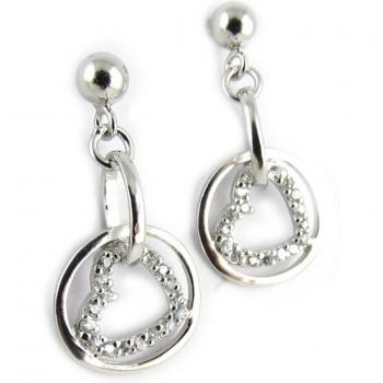 Pendants d'Oreilles 'Amour Enveloppé' Argent Blanc