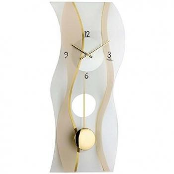 AMS Wanduhr im Holzdesign mit Quarzuhrwerk, Mehrfarbig und einer Größe von 95 x 42 x 26 cm