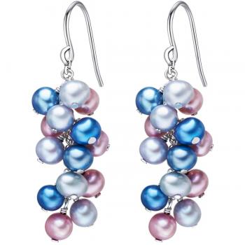 Valero Pendientes Perla Plural: Azul y Violáceo, Con Toque Plateado