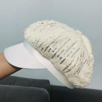 Women's Octagonal Sequin Feather Hat