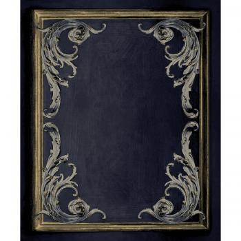 Paul Moneypenny Rococo Plaster Panel Wallpaper in Navy Blue (Grandeco, Modern Paste The Wall)