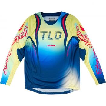 Troy Lee Design Motocross Drip Maglia Giovani Blu-Giallo XL