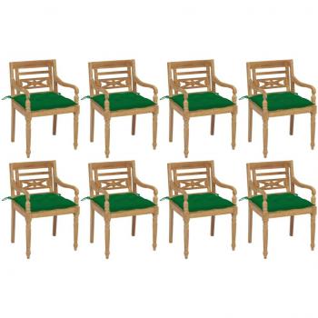 Batavia Teak Wood Chair Bundle with Cushions (VidaXL, 8 pcs)