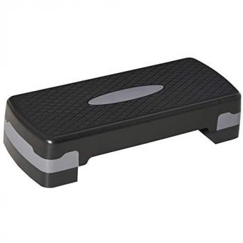 Stepper aérobie fitness réglable antidérapant 2 niveaux noir et gris