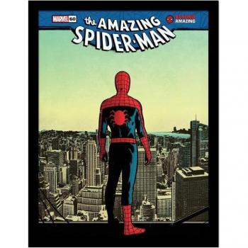 Poster Skyline Spider-Man Étonnant avec cadre 45cm noir