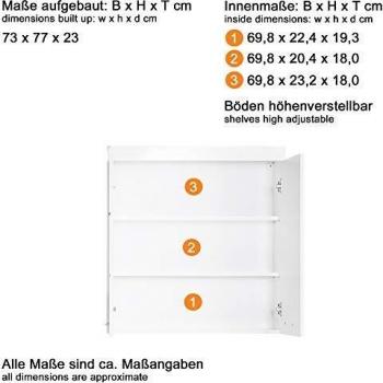 AmandaMandoBea Bad Hänge Stauraumelement, 2 Türen, Weiß Hochglanz