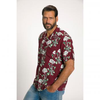 Camicia modern basic uomo viscosa floreale 5XL colletto cubano mezze maniche viola JP1880