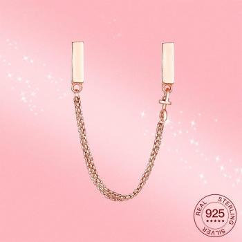 S925 Silber Charme Kette mit Metall Schnalle