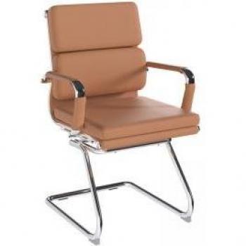 Medium-Back Nautilus Avanti Cantilever Leather Chair with Personal Cushions (Brown)