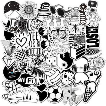 50 PCS Black and White Green Aesthetic VSCO Stickers for Suitcase