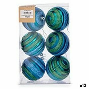 Set di Sfere di Natale Ø 8 cm PVC Blu Verde (12 unità)