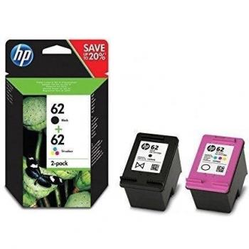 Pack de deux cartouches d'encre HP 62 Noire et Trois Couleurs Authentiques
