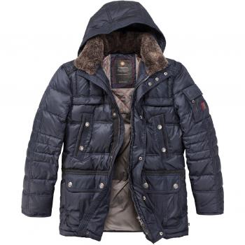 Gefütterte Redpoint Herren Jacke Winterjacke Parka Ruffy Blau mit Kapuze Fellkragen Gesteppt Größe 56