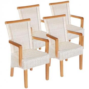 Armlehnensessel Set 4 Stück Rattan für Esszimmer