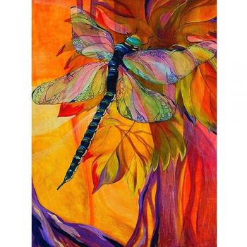 Ensemble de point de croix libellule orange 20x30 cm