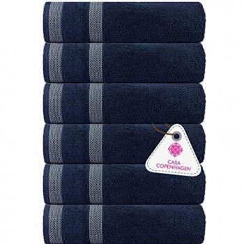 Casa Copenhagen Solitaire Lot de 6 Serviettes de Toilette Bleu Marine