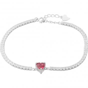 Cubic zirconia silver jewelry bracelet, 3.92g, 17-20cm
