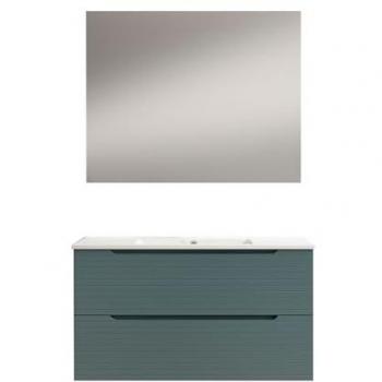 Boreal Light Blue – Mueble Suspendido de Baño con Lavabo, Espejo y Aplique LED