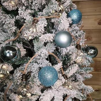 SAMUEL ALEXANDER 8cm Assorted Alpine Blue Shiny, Matte and Glitter Design Shatterproof Christmas Bauble Decorations