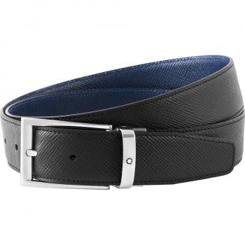 Correa Montblanc Negros Reversible con Hebilla Trapecio
