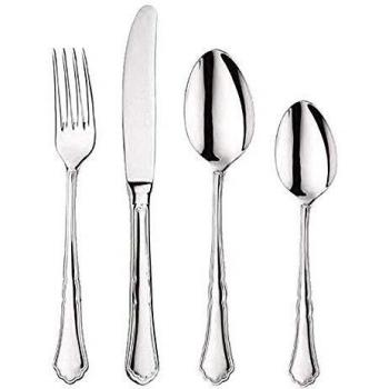 Set de Cubiertos Lisos 4 Piezas con Detalle Borde y Grabación