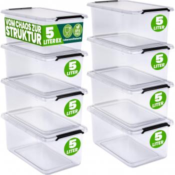 Klarer Aufbewahrungsbehälter 8er-Set 30x20x12cm 5L