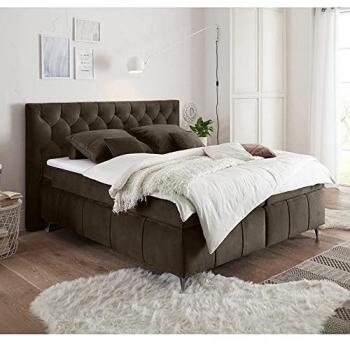 Boxspringbett 180x200 cm PETARE-09, Farbe Espresso, Härtegrad H2