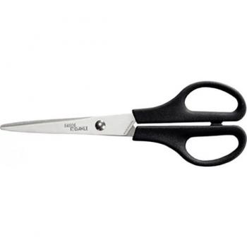 Papierschere 16 cm, Rechtshänder, schwarzer ergonomischer Kunststoffgriff, rostfreie Stahlklinge