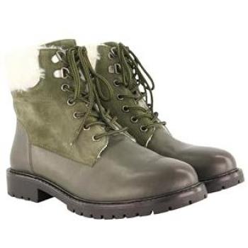 Ulla Popken Weite H Lederboots für Damen in Grün