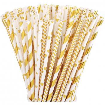 Pajitas de Papel Decorativas Doradas
