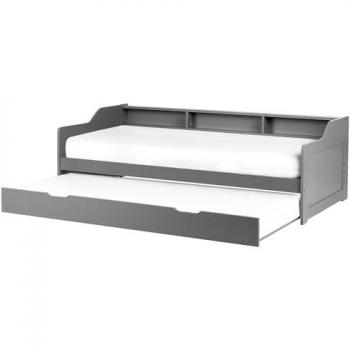 Skandi Design Tagesbett Beliani in Grau mit Regalen 90x200 cm